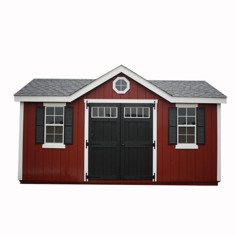 An example of one of our Victorian designs, shown here with Red Duratemp, shingle roof and octagon window.